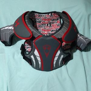 Under Armour strategy lacrosse shoulder pads, size youth large, red/gry/wht